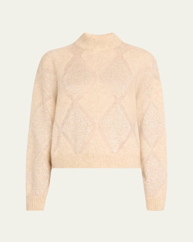 Mohair Wool Argyle Knit Turtleneck